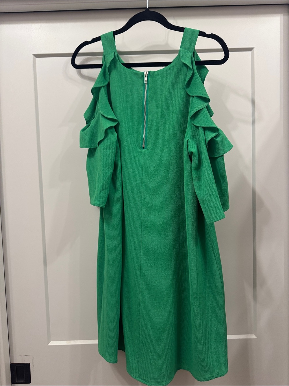 Umgee Green Cold-Shoulder Ruffle Dress - Picture 2 of 2